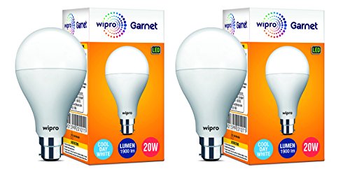 wipro Garnet Base B22D 20-Watt LED Bulb (White) - Pack of 2