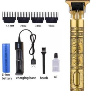 LICHEE Professional Beard, Mustache, Head and Body Hair Golden Shaver Trimmer 120 min  Runtime 4 Length Settings  (Gold)