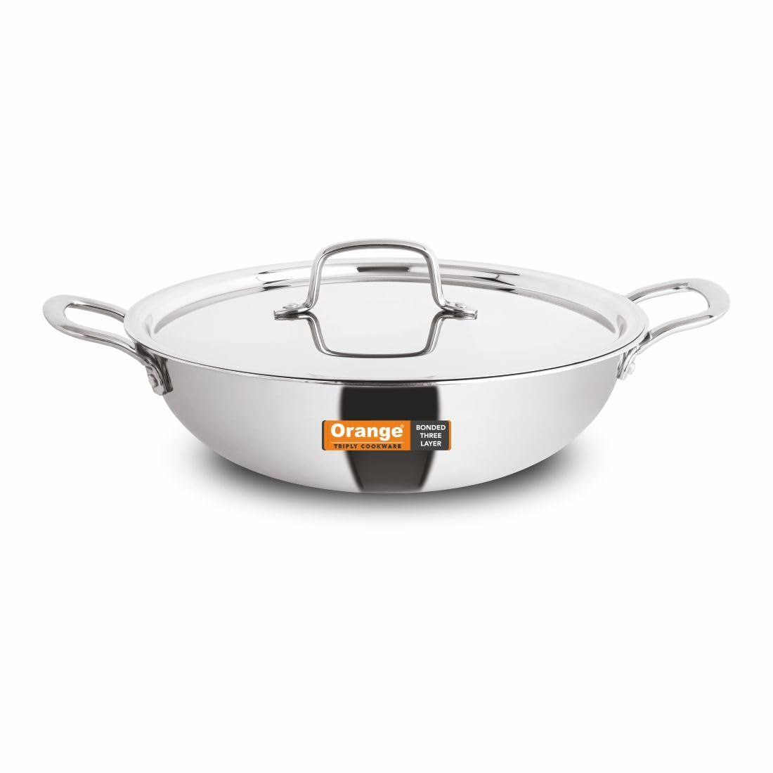 41VGS8YcMQL.jpg ORANGE TRIPLY DEEP KADHAI 5.5LTR (300mm) - Image 1