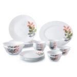 Amazon Brand - SolimoÂ Opalware Dinner Set, 27 Pieces (Spring), White