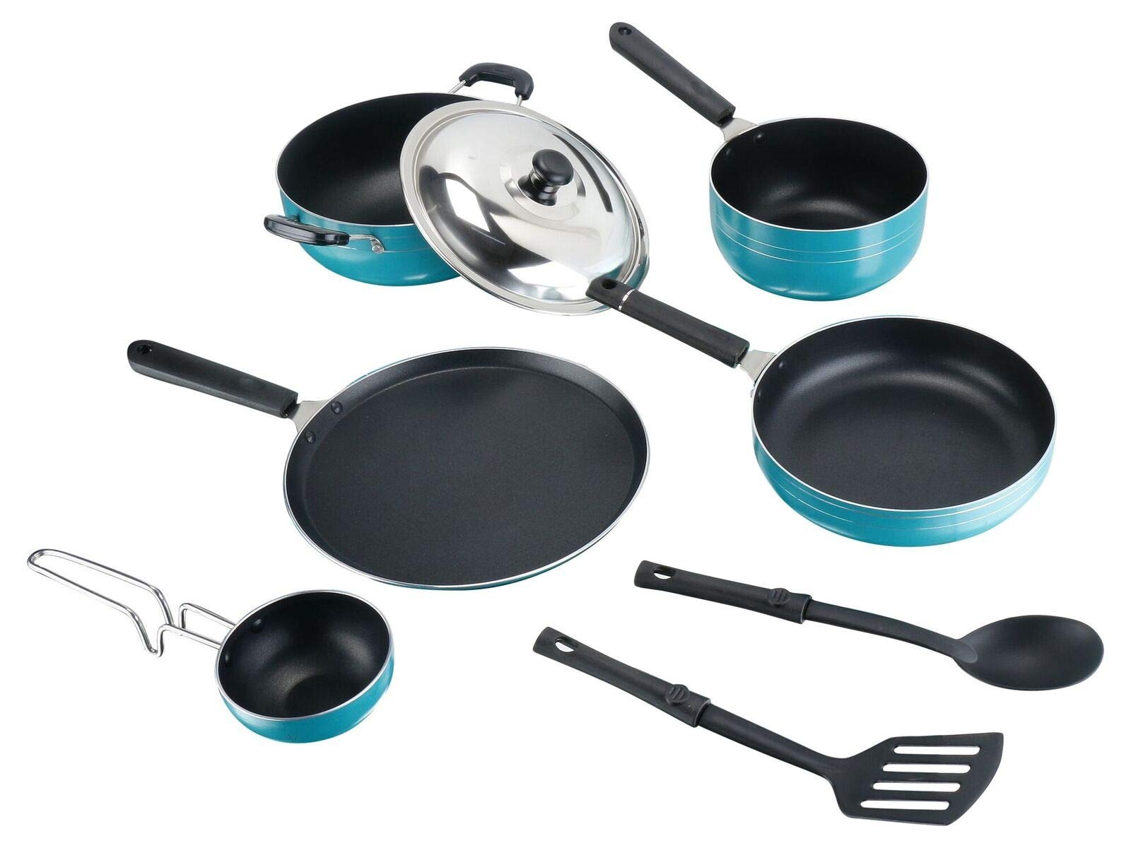 61TrcSGjsL.jpg Tosaa Popular Nonstick Cookware 8 Pcs Gift Set Amber Includes 1 -Flat Tawa - Image 1