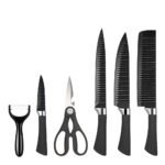 Stainless Steel Kitchen Knives (Black) -6 Pcs Set