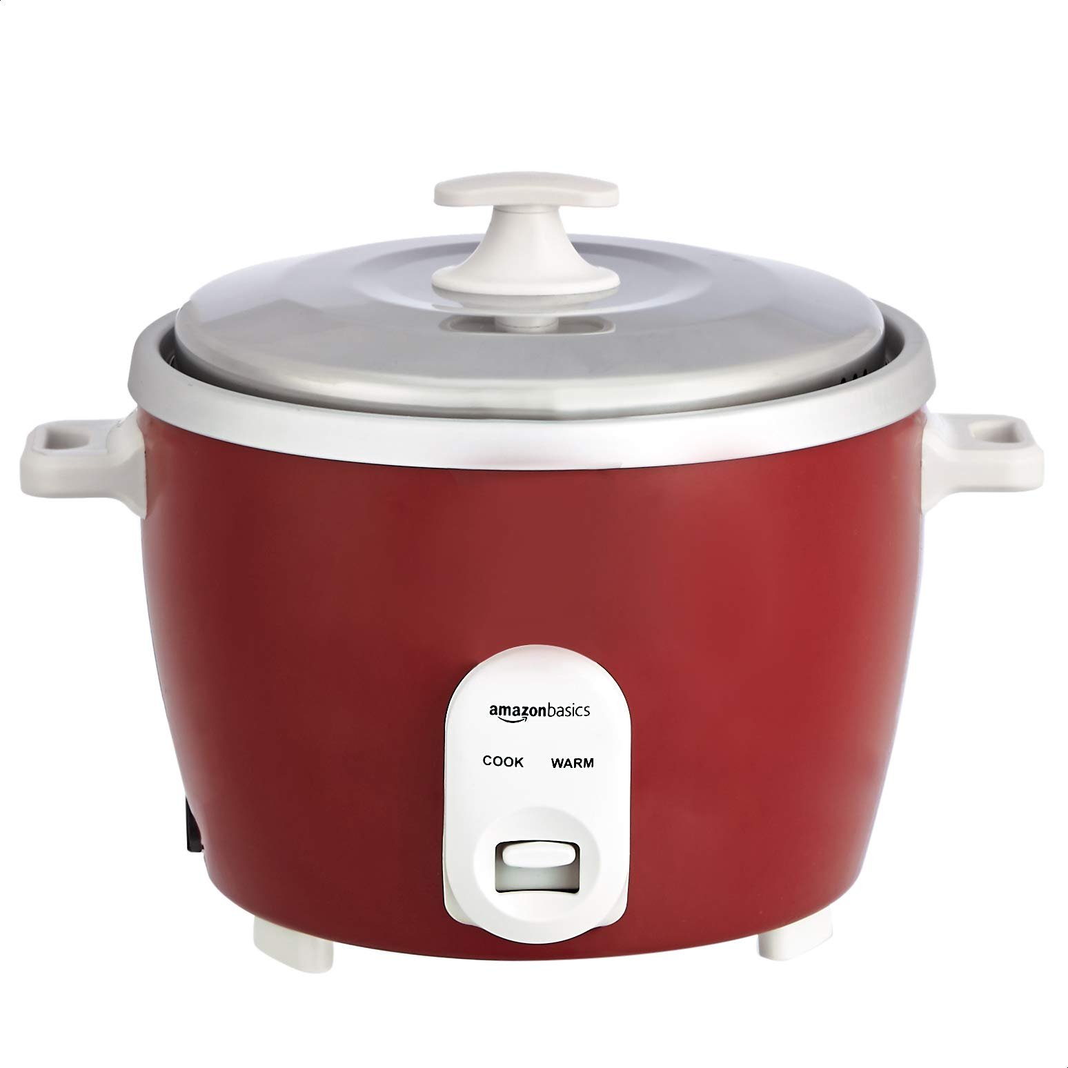 61qFmRIsfAL.jpg Amazon Brand - Solimo, AmazonBasics Electric Rice Cooker 1.8 Liters (700 W) with 2 Aluminum Pans, Measuring Cup and Rice Scoop - Maroon - Image 1