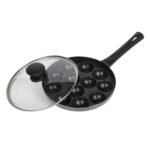 Tosaa Non-Stick  Aluminium 12 Cavity Appam Patra Paniyarakkal One Side Handle with Glass lid & Wooden Picker