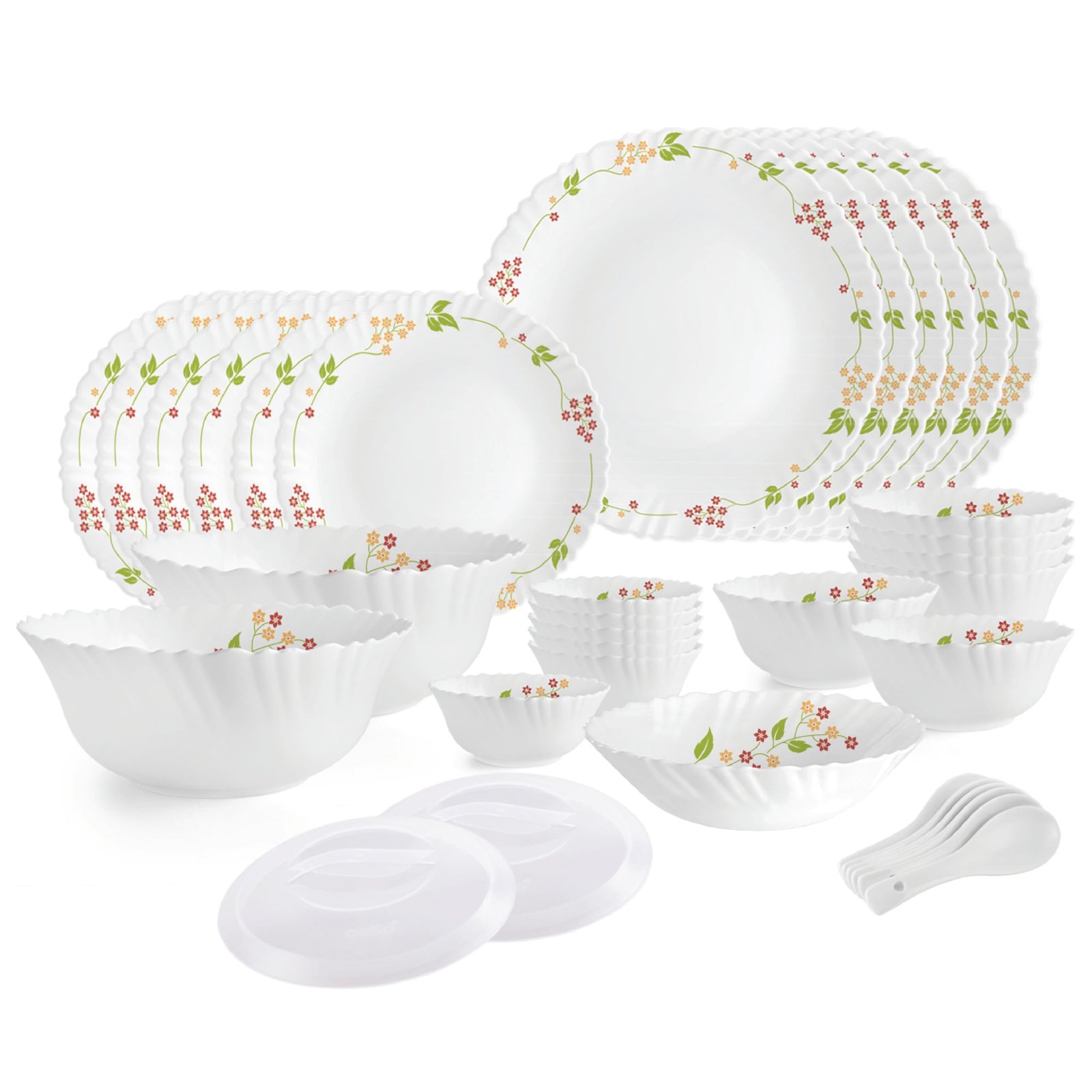 7191Wsr70zL.jpg Cello Opalware Dazzle Series Secret Garden Dinner Set - Image 1