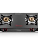 Butterfly Smart Glass Top 2 Burner Open Gas Stove Black
