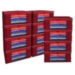 Kuber Industries 12 Piece Non Woven Saree Cover Set, Maroon (Combonwcmbb00236)