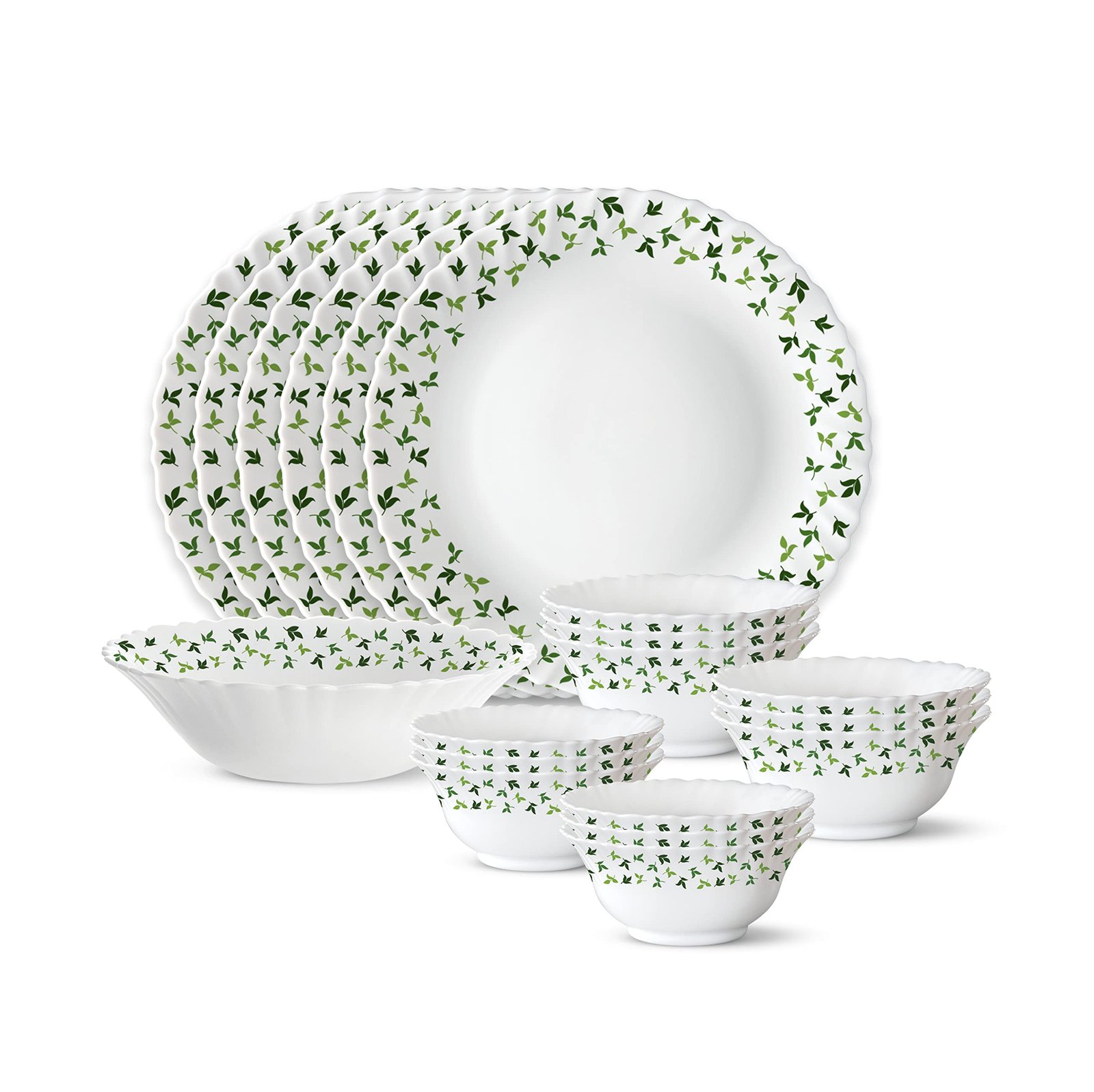 71xEojhIaIL.jpg Larah by Borosil Sage Silk Series Opalware Dinner Set - Image 1