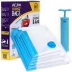 ABOUT SPACE 5 Pack Vacuum Bags for Travel with Pump - Reusable Packing Vacuum Storage Bags for Cloth with Ziplock, Space Saver Bags/Sealer B
