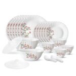 Larah by Borosil Red Bud Silk Series Opalware Dinner Set