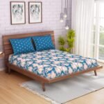 Spaces Atrium Blue 1 Double Bed Sheet with 2 Pillow Cover