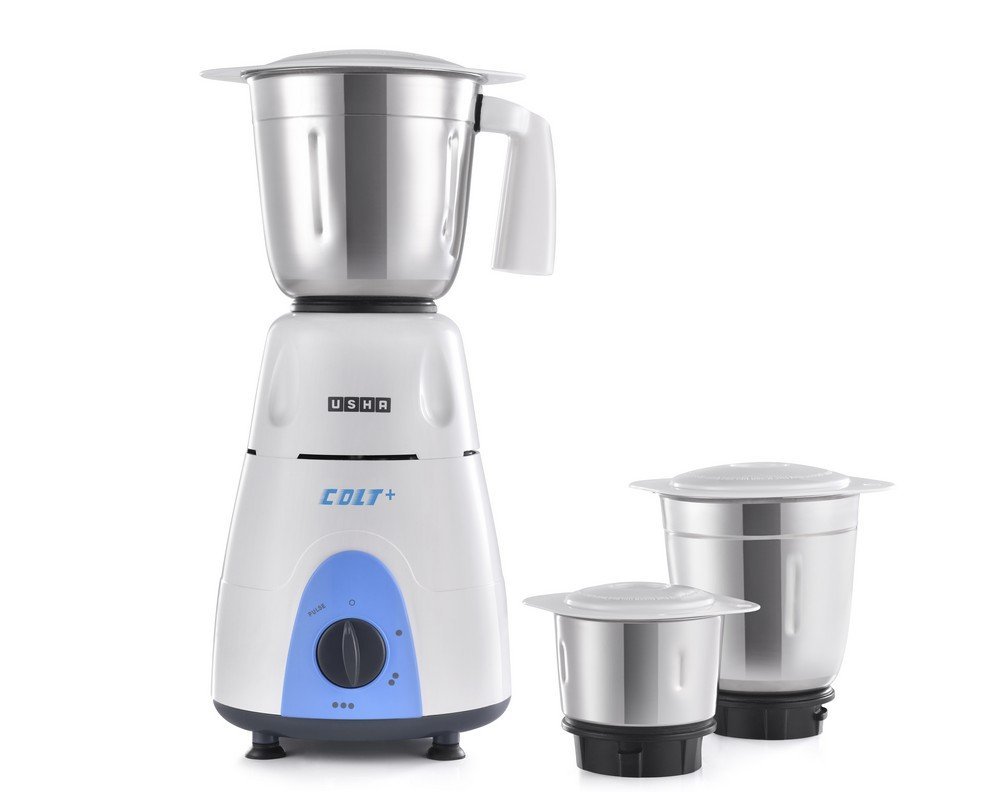 51OweQ7nDxL-1.jpg Usha Colt Plus Mg 3772 750-Watt Copper Motor Mixer Grinder With 3 Jars (White/Blue) - Image 1