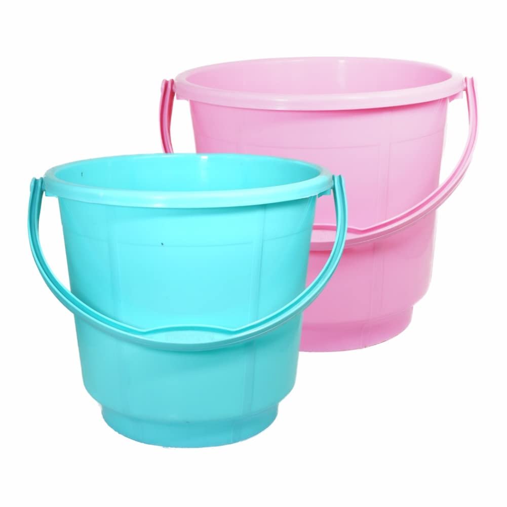 51a9l71el6L.jpg Wonder Plastic Prime Bucket Set, 2 Bucket, 5 Liters, Pink & Green Color, Made In India - Image 1