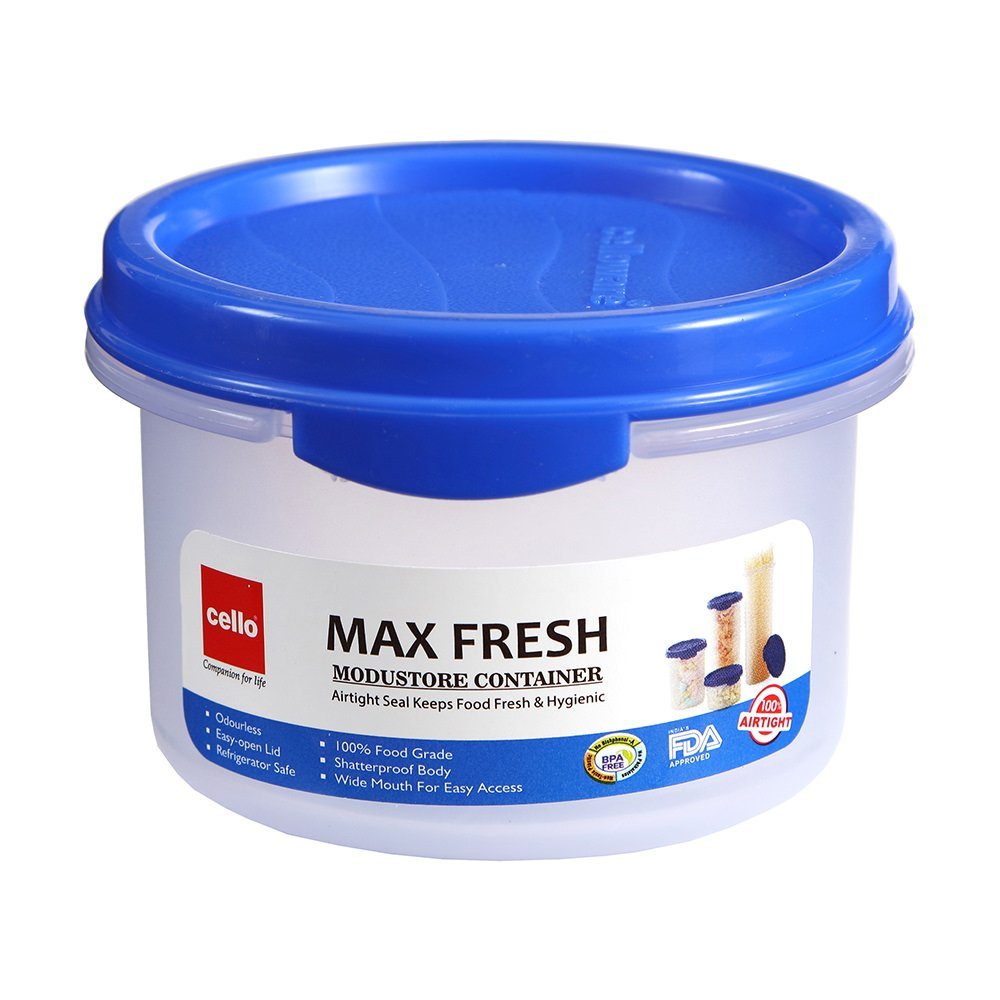6127ZU3w9IL-2.jpg Cello Max Fresh Round Modustore Container, 250 ml, Blue - Image 1