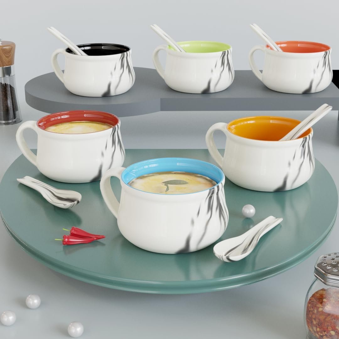 614nylE2hL-1.jpg The Earth Store Handcrafted Italian Ceramic Soup Bowl Set of 6 - Image 1