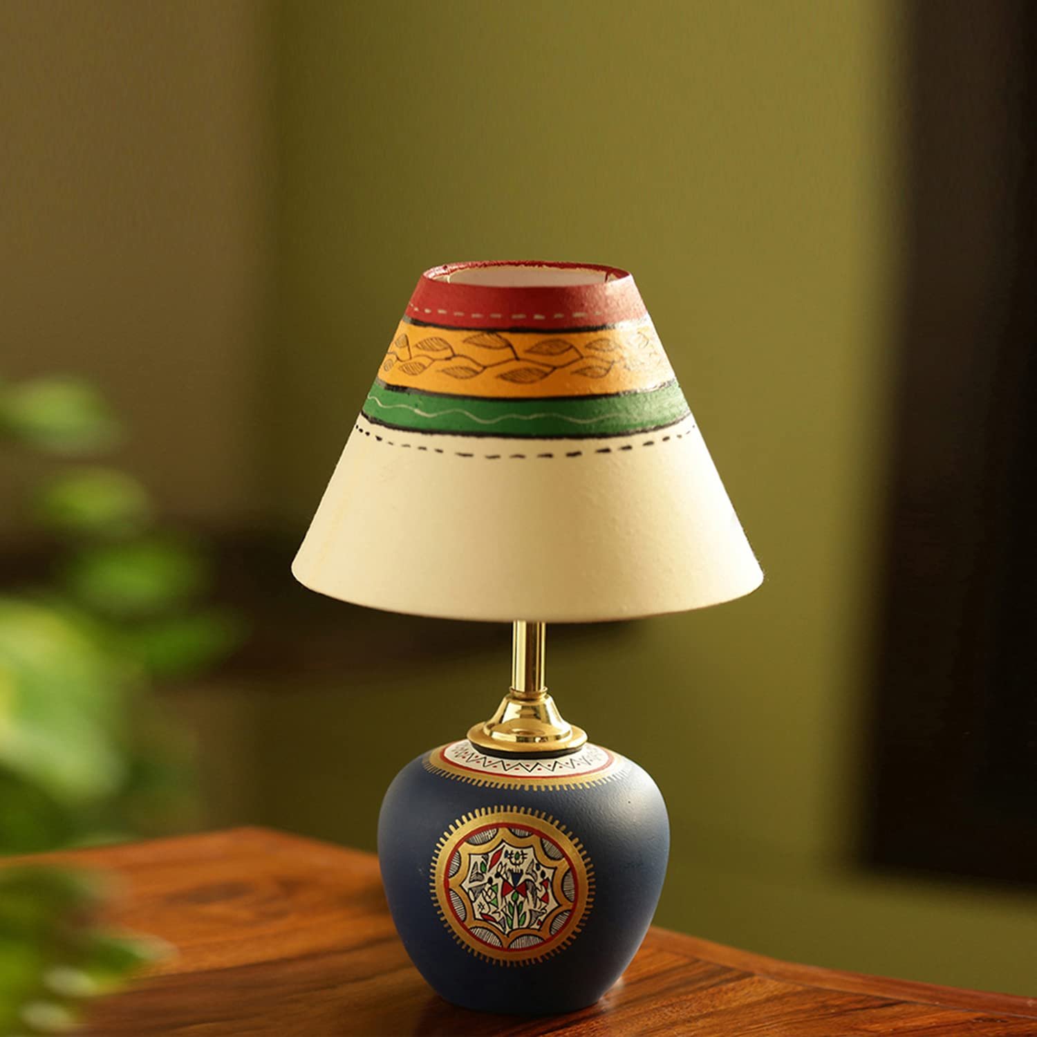 61EFc-TNe6L-1.jpg ExclusiveLane Terracotta Handpainted Warli Matki Lamp - Image 1