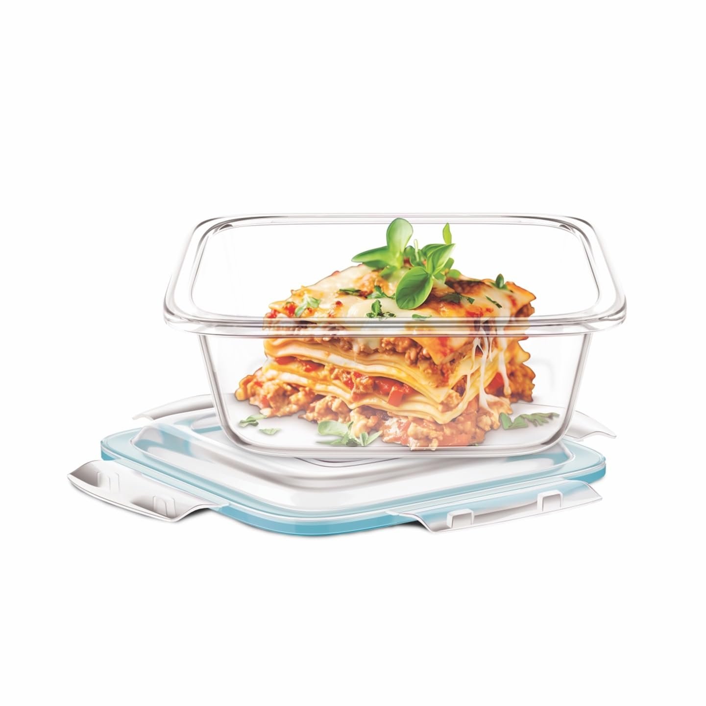 61IbUWfGPvL-1.jpg SignoraWare Lock 'N' Store Square High Microwave Oven Borosilicate Safe Glass Container - Image 1