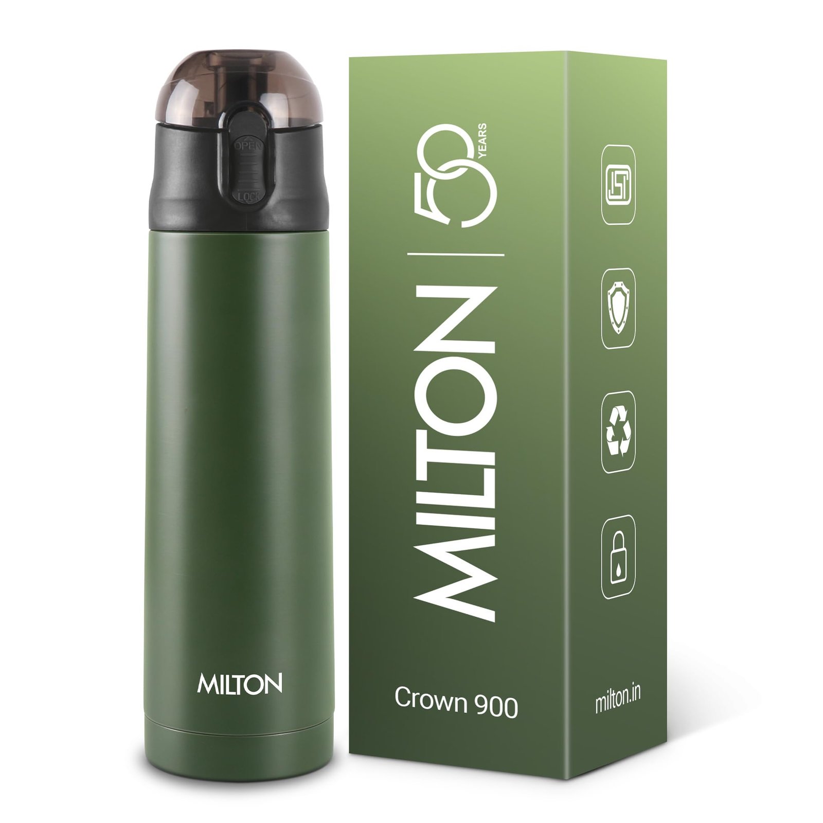 61NAVyh9H6L.jpg Milton New Crown 900 Thermosteel Hot or Cold Water Bottle - Image 1