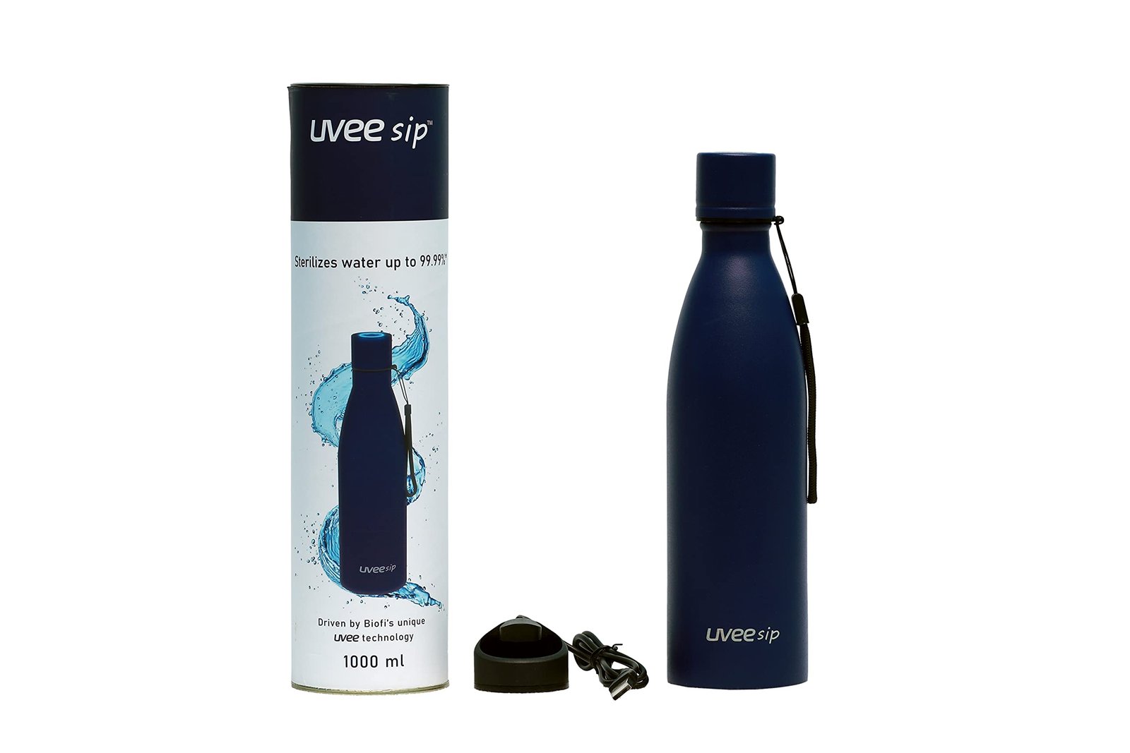 61OkaTiqGJL.jpg BIOFI – BETTER LIFE Uvee Sip Stainless Steel Rechargeable and BPA-Free Smart Water Bottle with UV-C Technology, Eliminates Microorganism (10 - Image 1