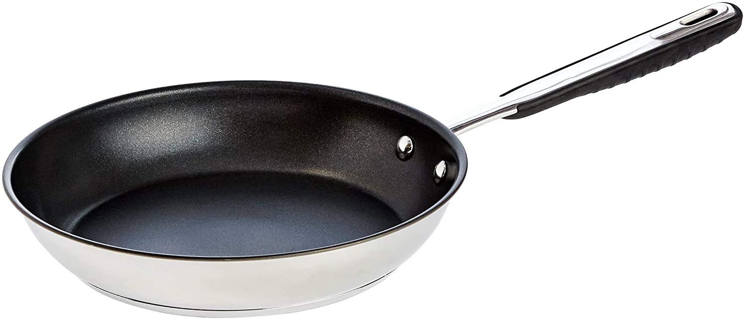 61QZq7Wh6AL-3.jpg Amazonbasics Stainless Steel Induction Non Stick Frying Pan, 20 Cm, With Soft Touch Handle, Pfoa & Bpa Free - Image 1