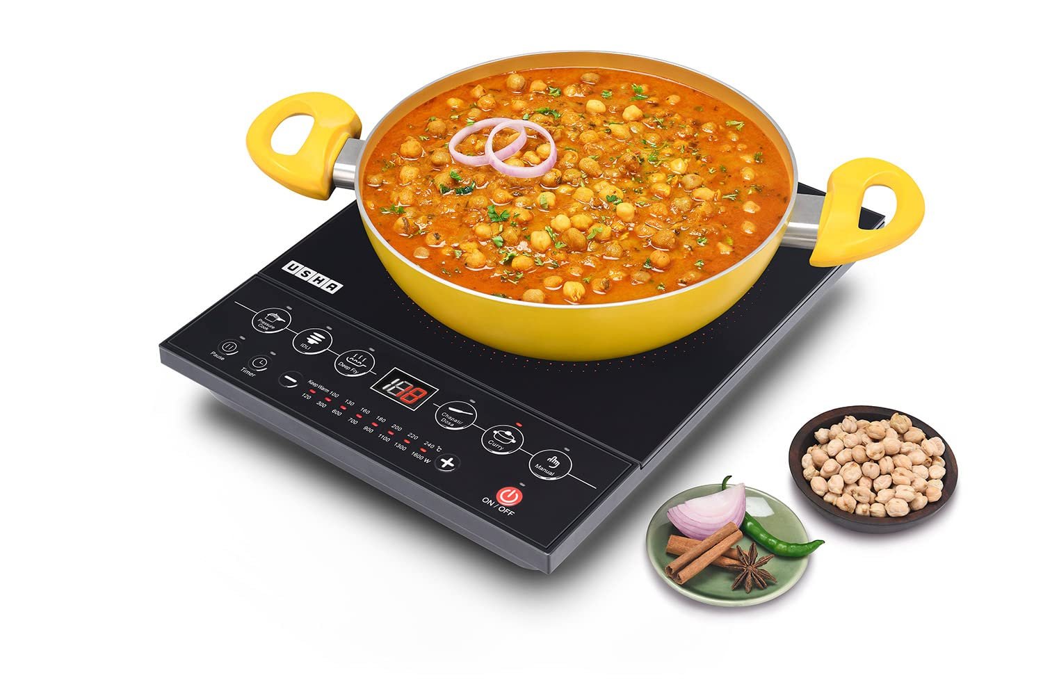61SJX4u1g-L.jpg Usha Cookjoy (Cj1600Wpc) 1600 Watt Induction Cooktop (Black) - Image 1