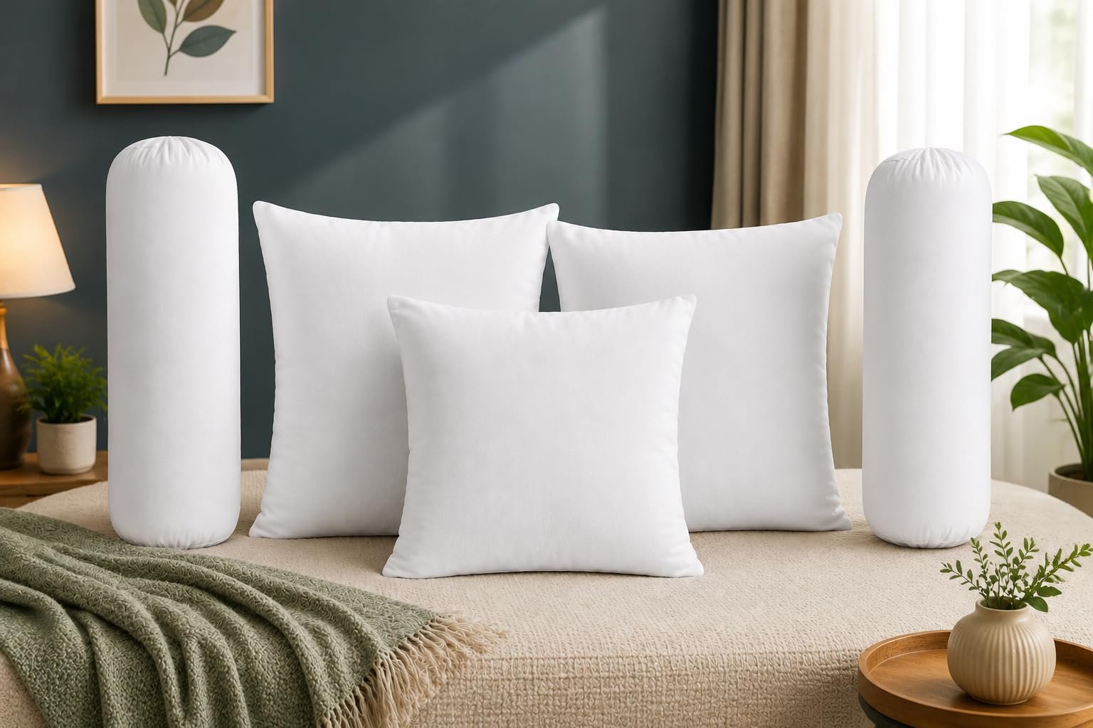 710VRx1yDgL.jpg Solimo 7 Piece - 2 Bolsters and 5 Cushions - Image 1