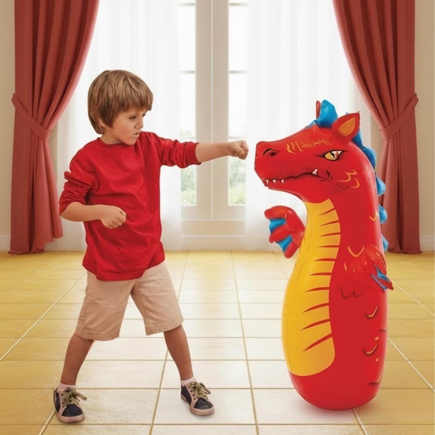 714b26wRcL-1.jpg Toy Imagine™ Tiger Hit Me Toy 3-D Inflatable Animal Toy - Image 1