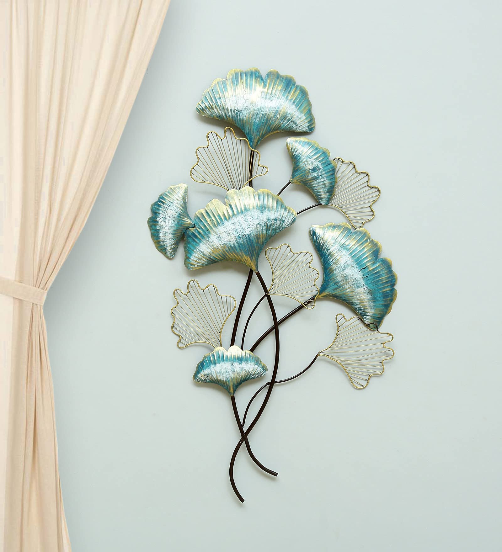 71EAdW-l6XL-1.jpg vedas Aziza Ginko Leaf Wall Decor ative Hanging & Mounted Art Sculpture (Size 26 x 40 inches) - Image 1