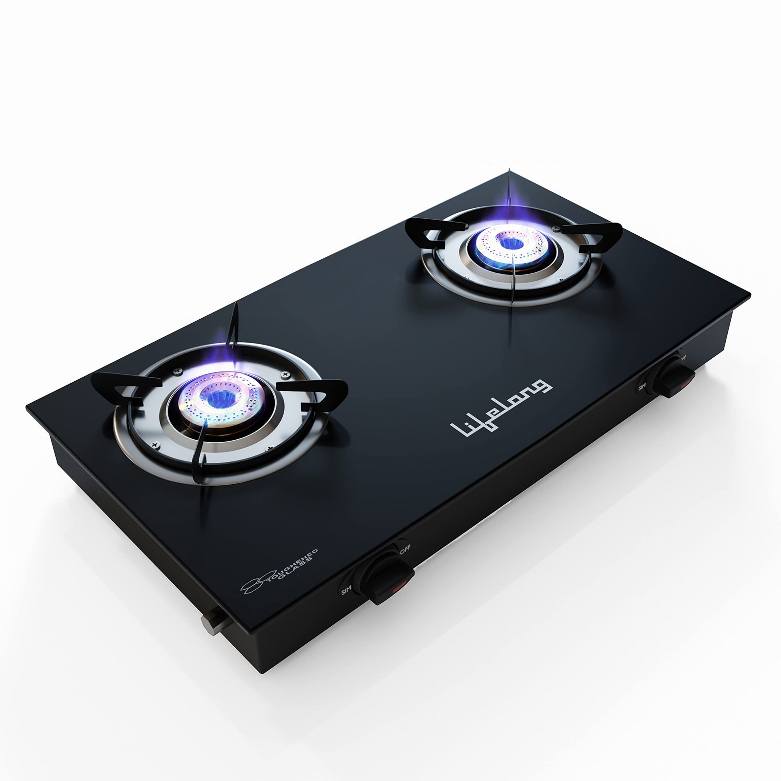 71Q5pFUtYmL.jpg Lifelong LLGS10 Glass Top, 2 Burner Manual Glass Gas Stove, Black (ISI Certified) - Image 1