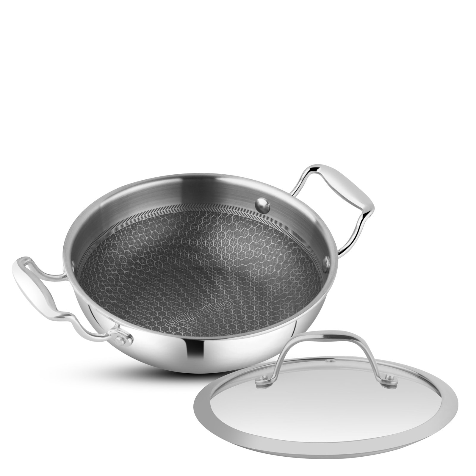 71V8sK1ihsL.jpg HONEYCOMB PREMIUM KADAI W/G/L 24CM TRIPLY GARUDA - Image 1