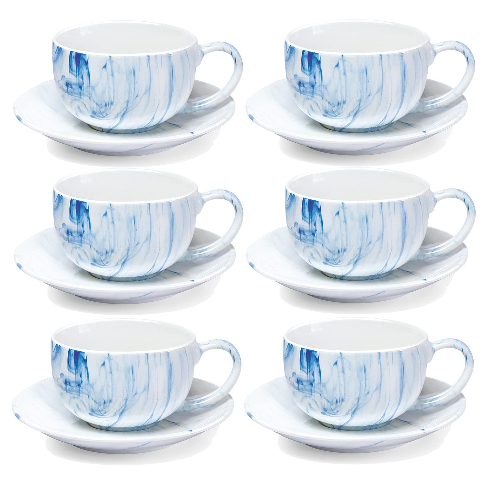 71ffijW7WlL-2.jpg MARBLE CUP & SAUCER 12PC SET TREO - Image 1