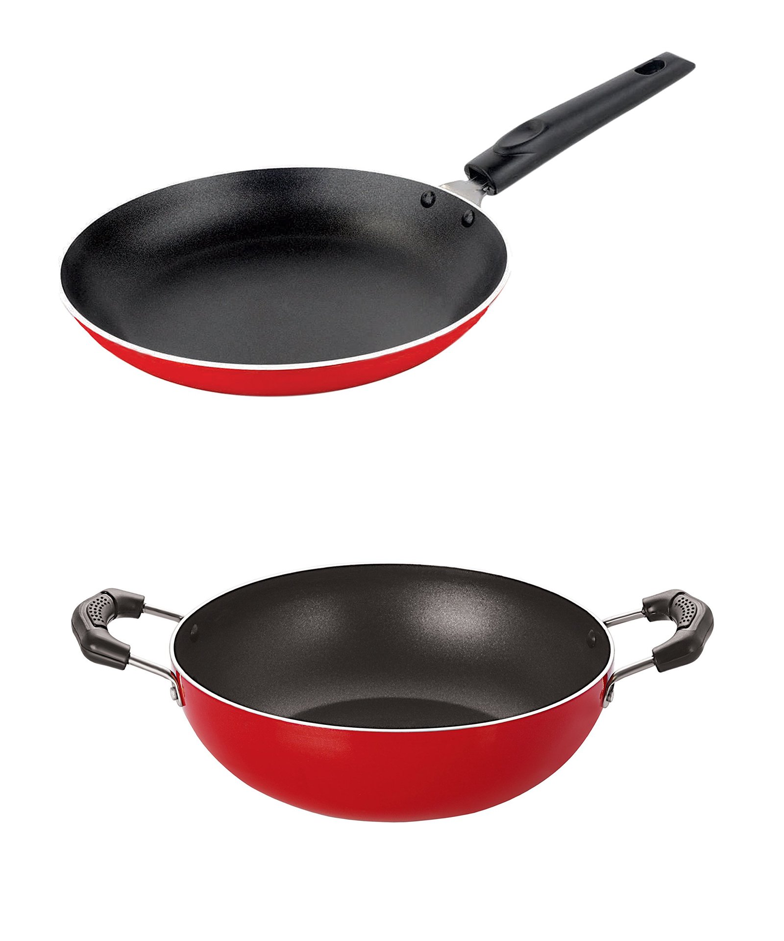 814Q0zDXAhL-1.jpg Nirlon Non-Stick Aluminium Kadhai and Tapper Pan Combo Cookware Set - Image 1