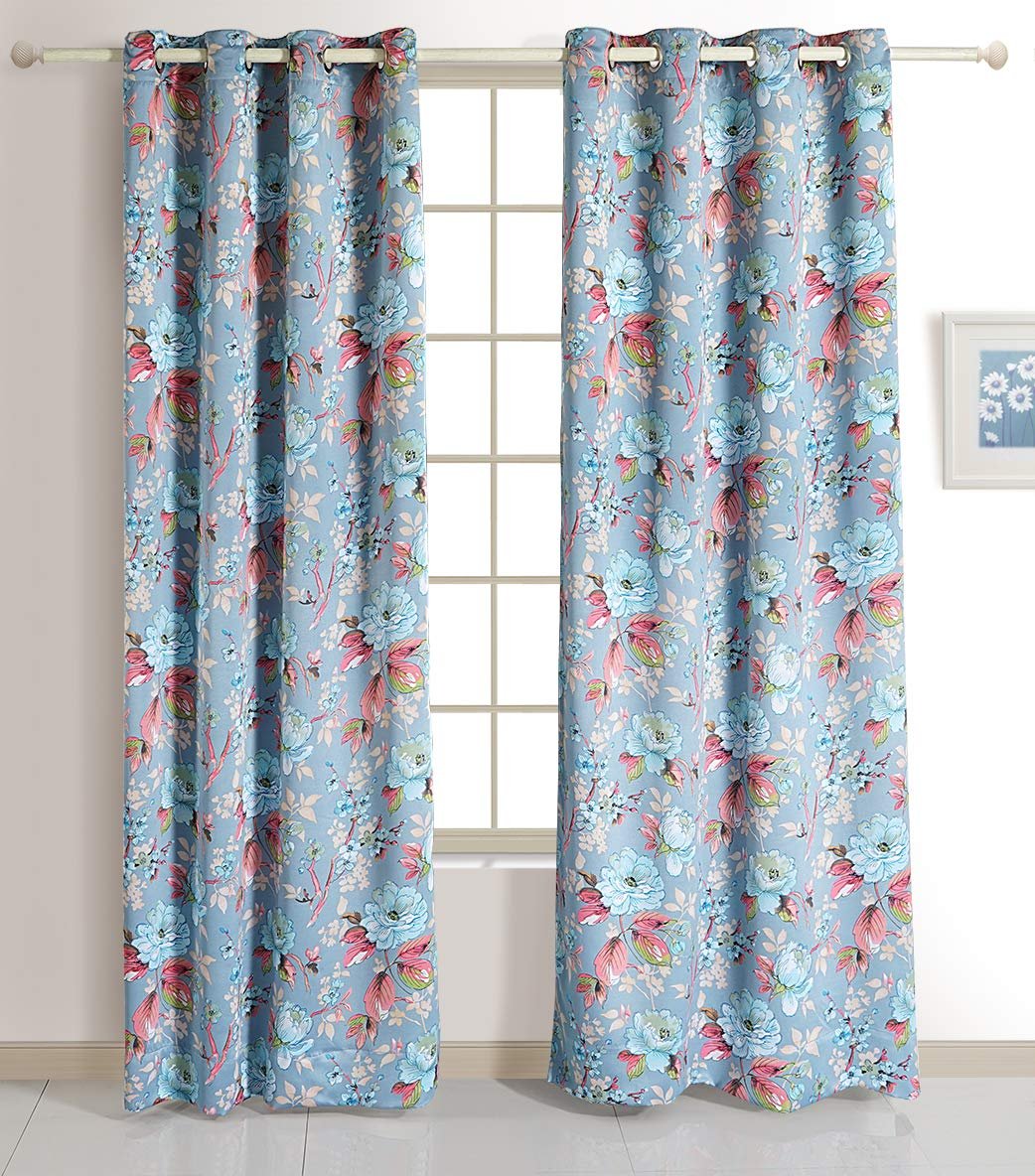 815wsYQup2L.jpg Swayam Multicolour Colour Floral Printed Eyelet Curtain For (Long Door) Pack Of 1 - Image 1