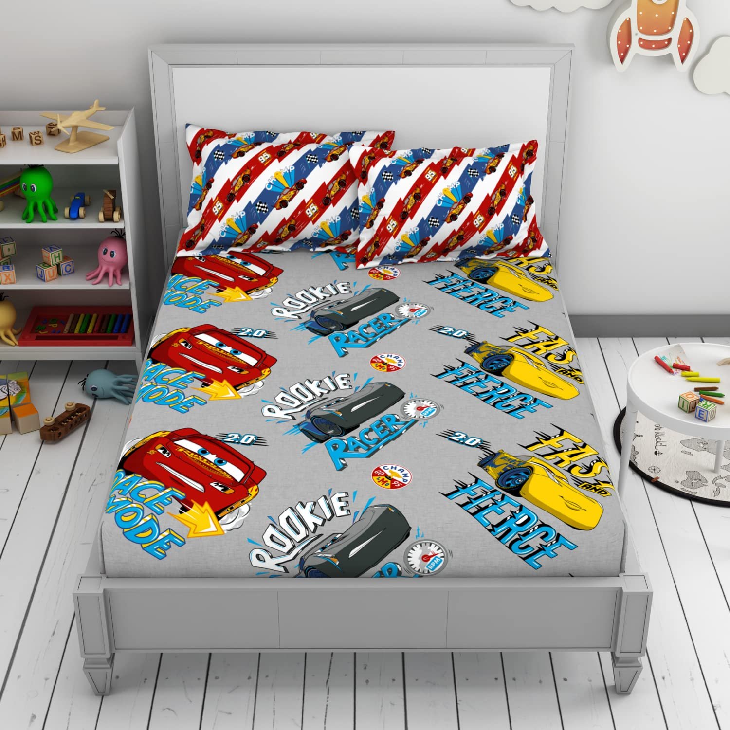 816y8uwBypL.jpg Disney CAR 100% Cotton Double Bedsheet - Image 1