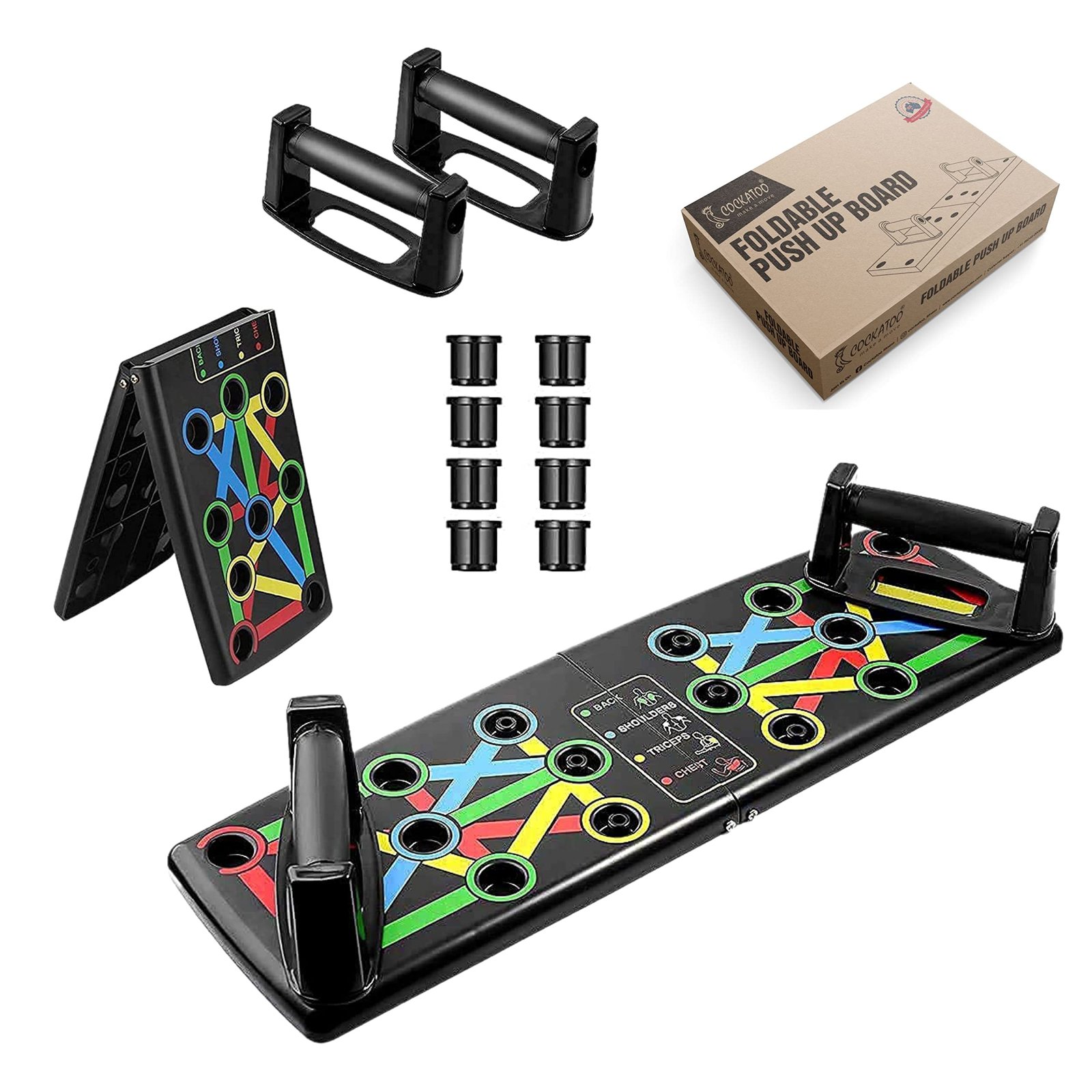 81KLpUdJqhL-1.jpg Cockatoo ECO 15 in 1 Home Workout Pushup Board,Pushup Bar System - Image 1