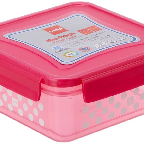 Cello Max Fresh Super Click Plastic Multi Storage Container with Lid, 1.5 Litres, Pink