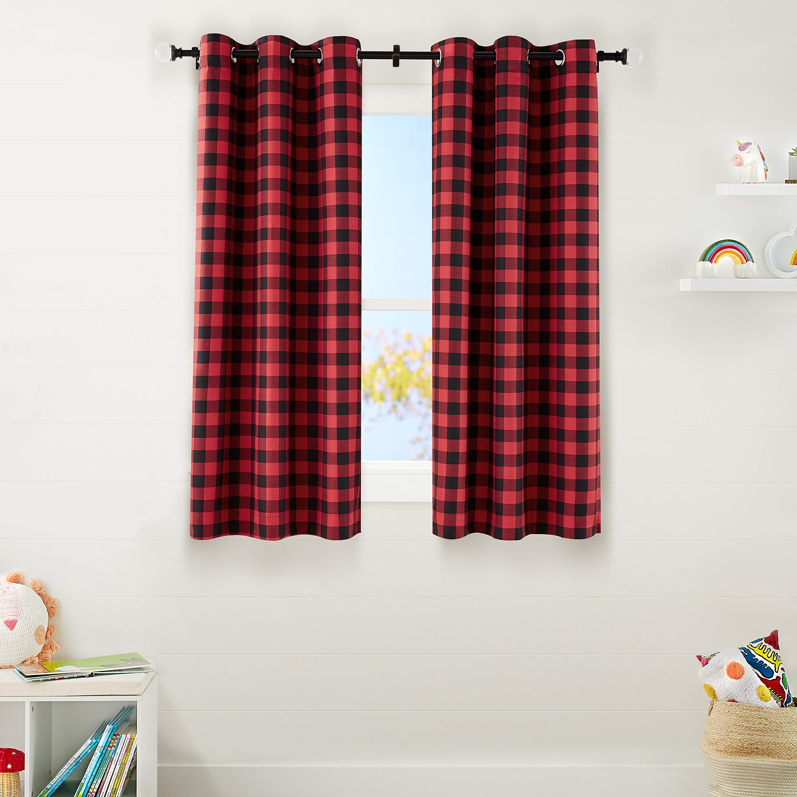 81Vpp1HZn7L.jpg AmazonBasics Blackout Window Curtain Set OF 2 - 42" x 63" - Image 1