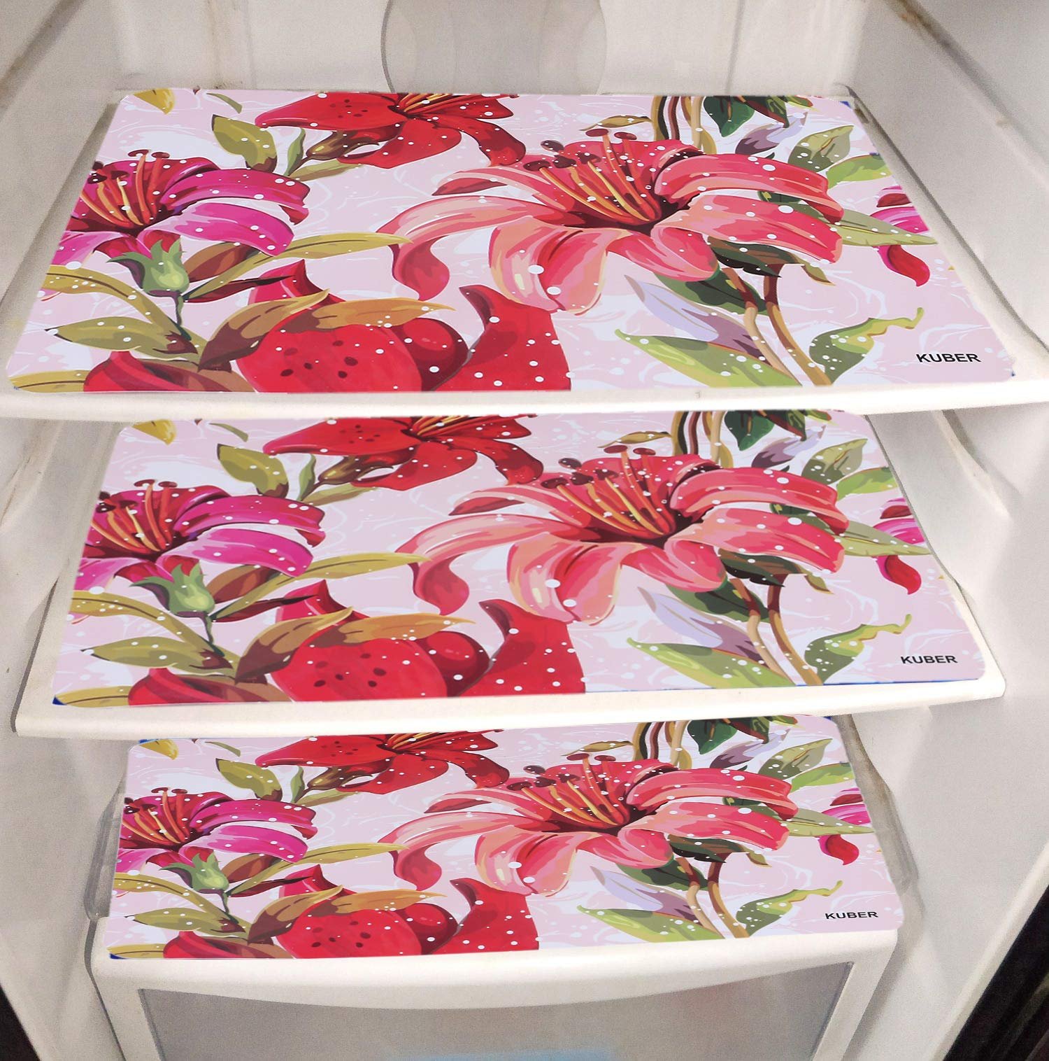 81e57eEj4RL.jpg Kuber Industries Flower Design Pvc 6 Pieces Refrigerator Drawer Mats (Pink), Ctktc13671 - Image 1