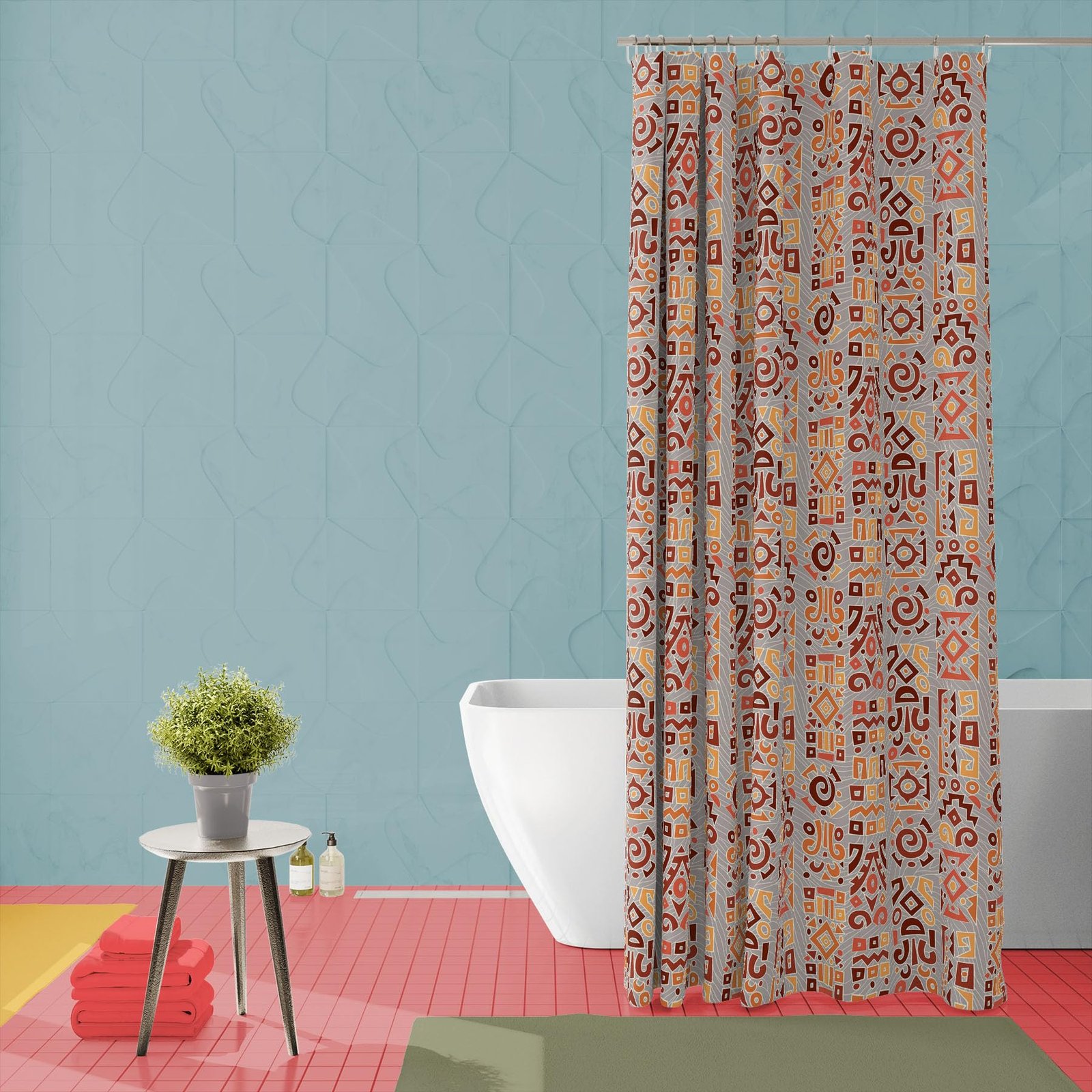 81miAd-QjsL-1.jpg Artzfolio Ethnic Africa Washable Waterproof Shower Curtain | Eyelets 5 X 7 Feet (60 X 84 Inch); Single Piece - Image 1